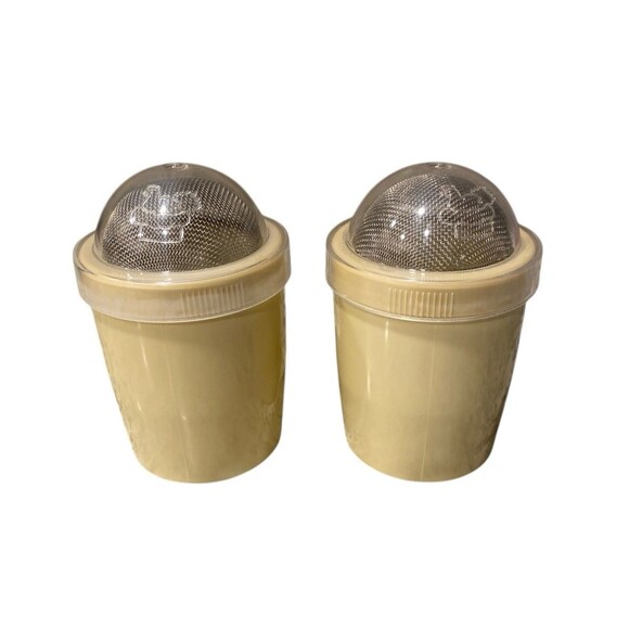 Pampered Chef #1695 Flour Powdered Sugar Shakers Lot of 2 Vintage Cream Mesh Top - Picture 7 of 8